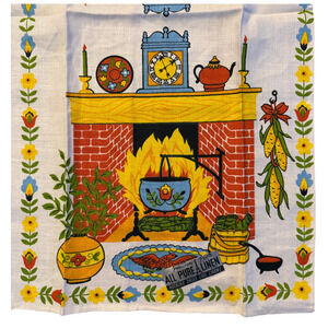 Vintage Linen Tea Towel Pennsylvania Dutch Country Home HTF Parisian Prints NWT